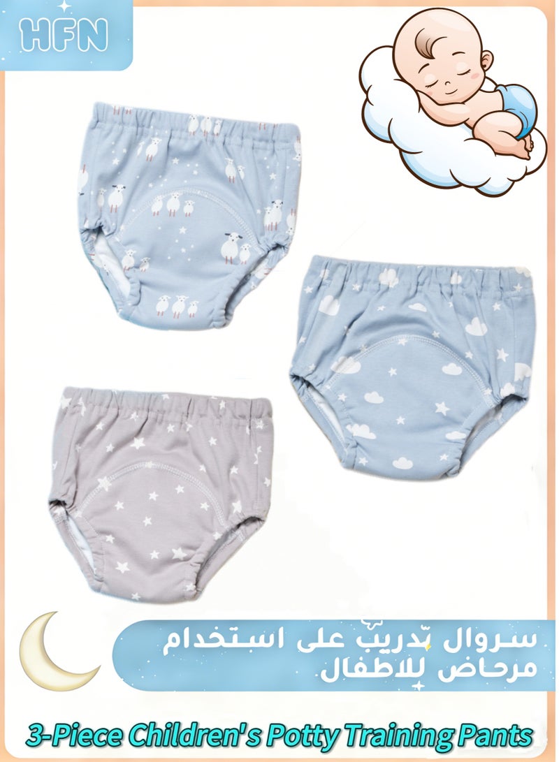 HFN 3 Packs Washable Baby Potty Training Pants,6 Layer Breathable Cotton Cloth Diapers for Toddlers, Reusable Training Underwear Size L - Image 1